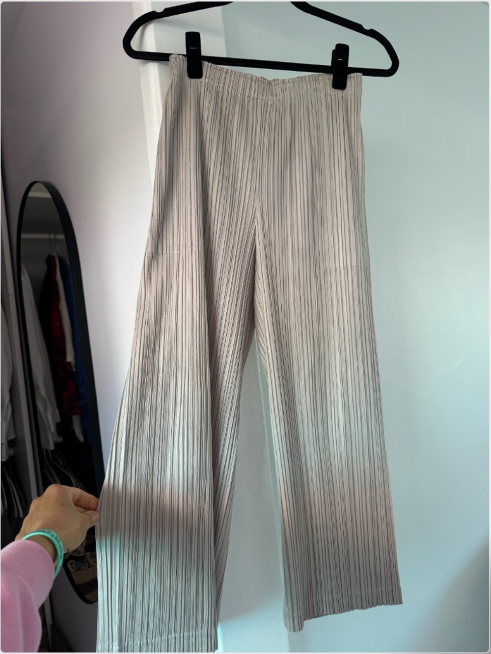 PLEATS PLEASE Issey Miyake "Thicker Bottoms" Wide Leg Pants Grayish Beige